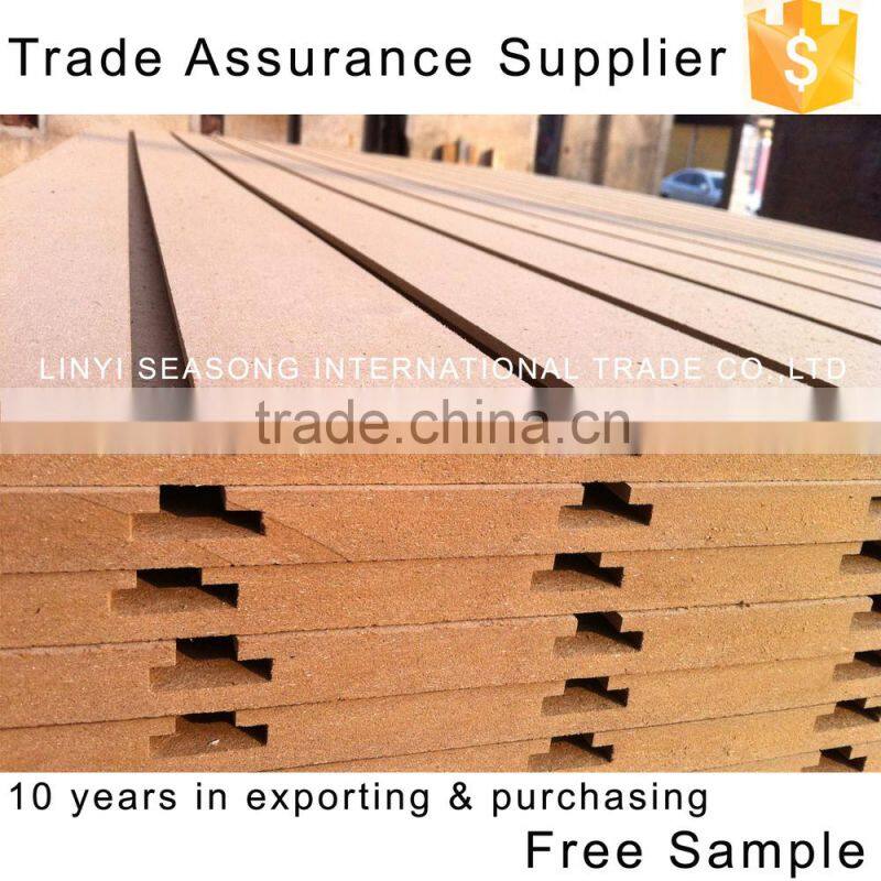 1220*2440*15mm blue melamine slot wall board with aluminium bar