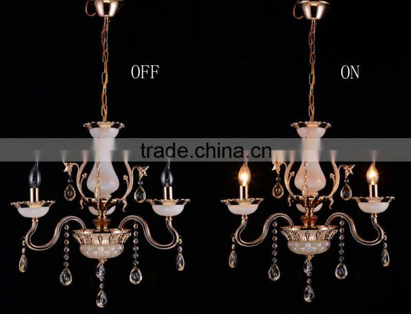 Vintage Chandelier Lamp, Hot Selling White Ceramic 3 Lights Crystal Chandelier with E14 Socket