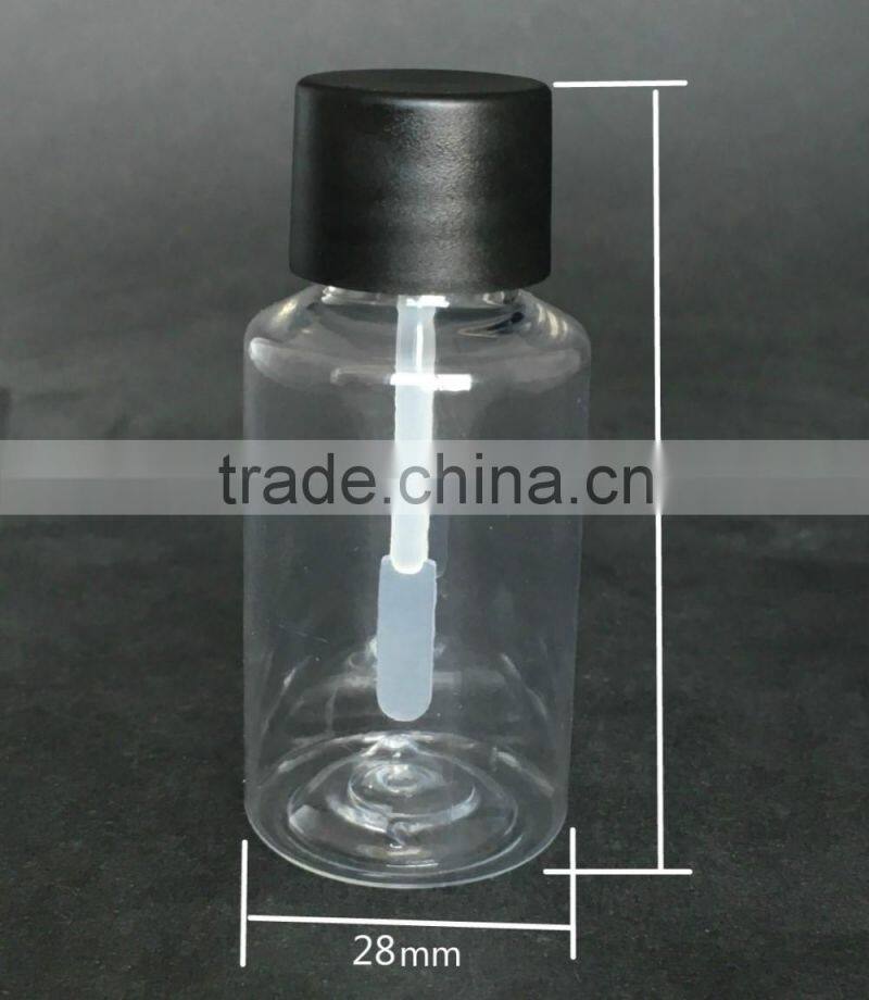PET 20ml Transparent common cylinder plastic glue bottle with black frosted Glue flat rod spatula cap
