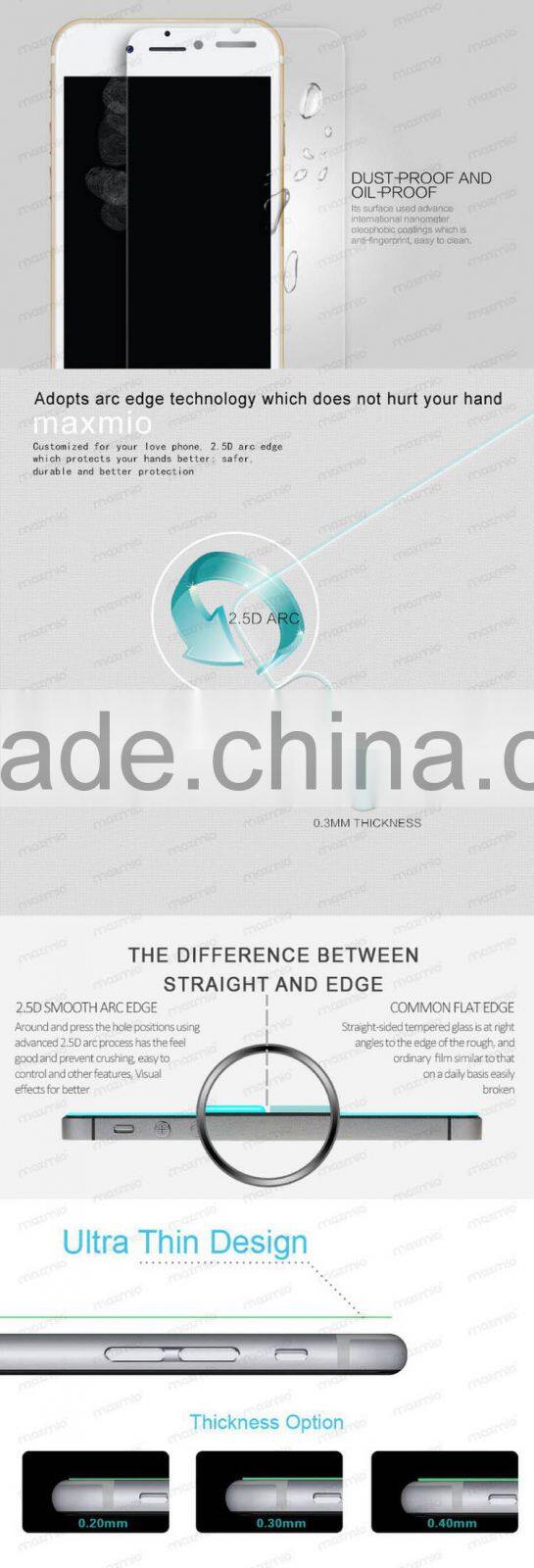 Ultra Slim 0.2mm 2.5D Smart Touch Tempered Glass Screen Protector for iPhone 6/ 6 Plus