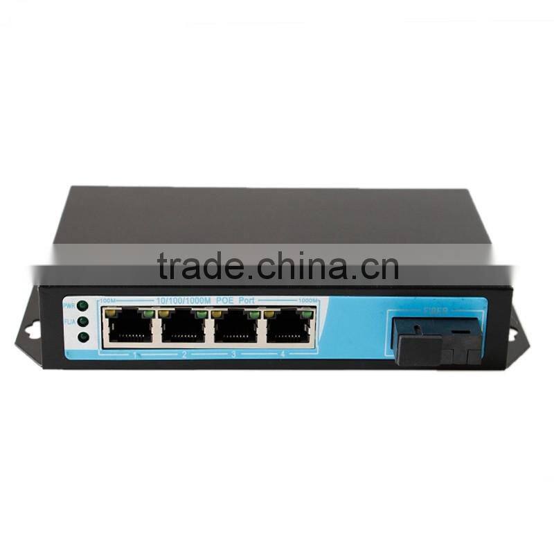 Gigabit POE switch 4 port with 1 fiber optic 25km