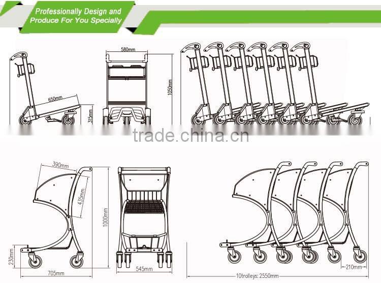 Four wheels heavy duty airport trolley with brake