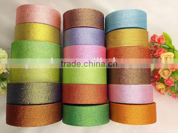 wholesale various size Decorative Christmas Metallic colored Ribbon for packaging 25yards/roll