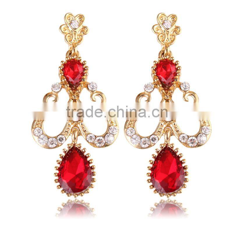 2015 hot sale Red Crystal alloy Earrings