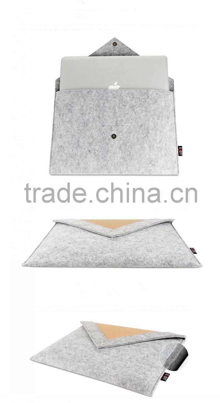 2015 BUBM Grey Pure Wool Felt Fabric Carrying 13 inch Computer Notebook Case Bag