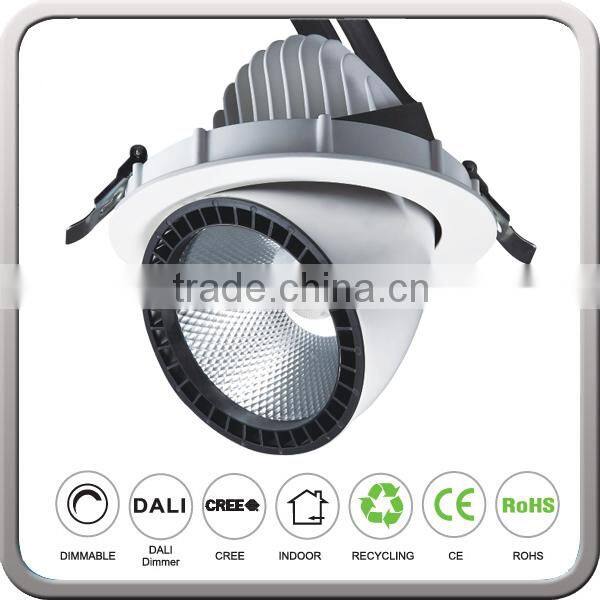 40W LED shopfitter, rectangular adjustable COB LED shop light Ceiling Recessed Downlight