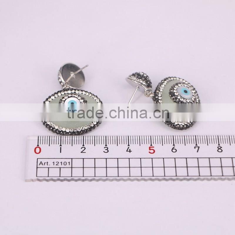 Glowing in the dark Luminous Stone Stud Earrings, Oval shape Crystal Zircon Paved Stud Earrings, Charm Gem Stone Earrings