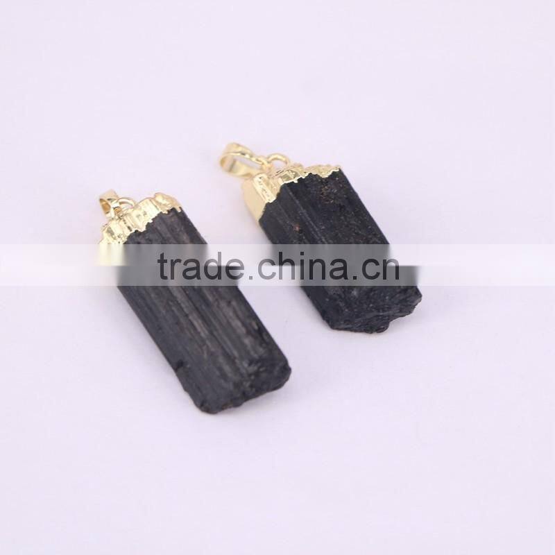 Natural Black Tourmaline Pendant Black Tourmaline Nunatak Energy Chakra Pendant Gold Plated eded Gem stone Druzy Pendant