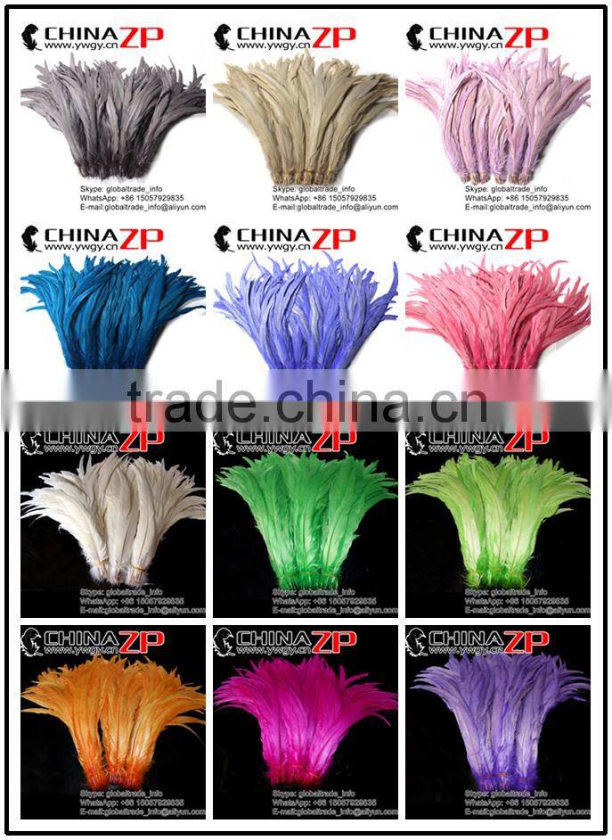 Leading Supplier CHINAZP Bulk Sale 35-40cm Length Cheap Colored Green Fully Dyed Rooster Chicken Feathers