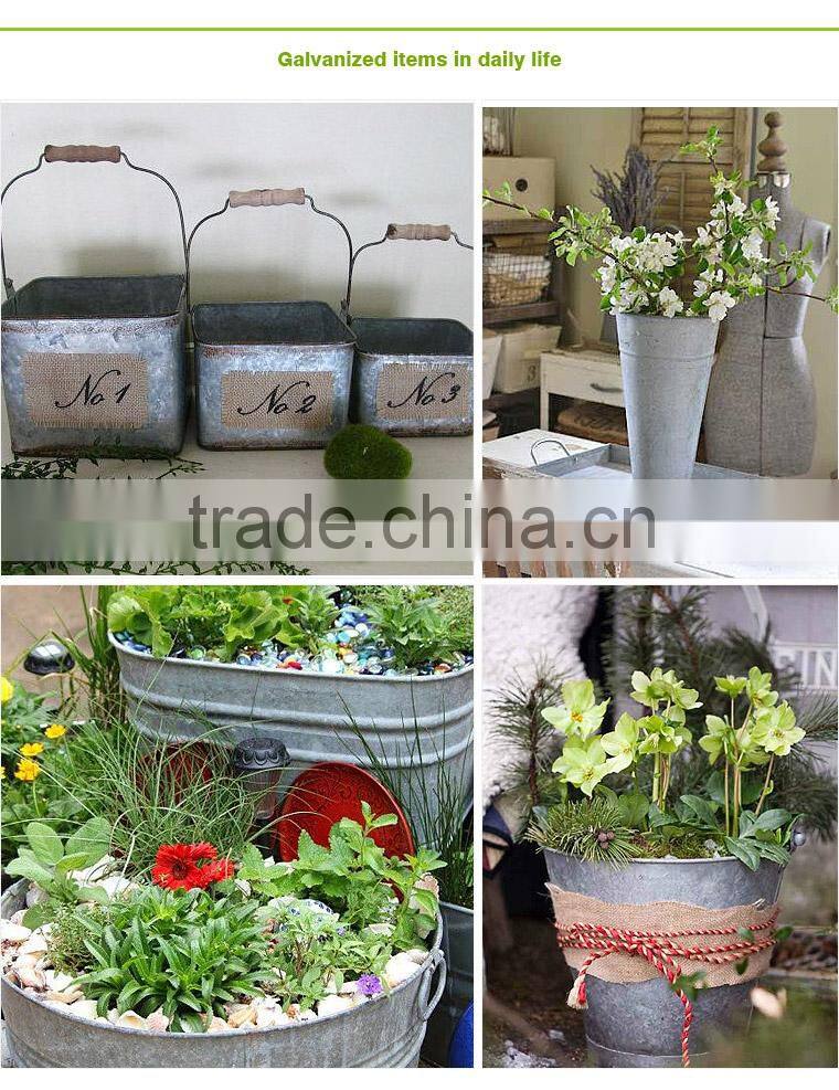 Vintage Look Metal French Market Buckets with a Burlap Label on the Front