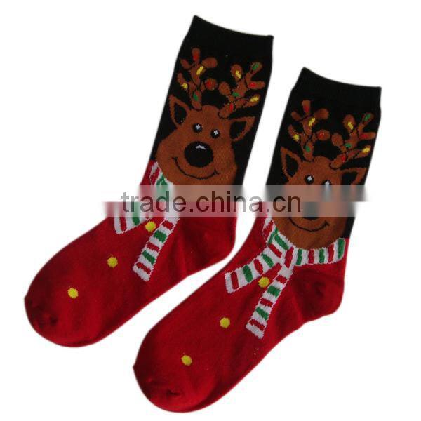 GSC-67 Haining GS custom cartoon big head of elk design red cotton kids children christmas sock
