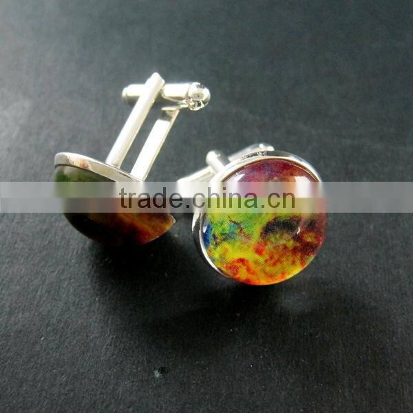 20mm silver plated rainbow galaxy universe art collage round glass cabochon fashion cufflinks wedding cuff links gift 6600059