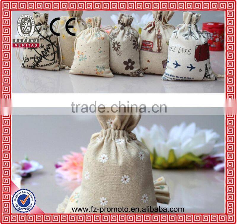 Drawstring Linen Bag 9x12cm Straw Color Drawable Wedding Gift Packaging Christmas Bag