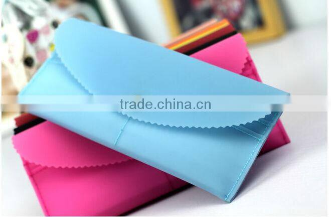 New Cheap Candy Color Plastic Wallet ID Credit Card Holder Business Case Phone Purse Ladies