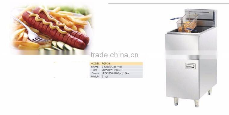 18+18L Gas Stainless Steel 2 Tank 2 Basket Deep Fryer