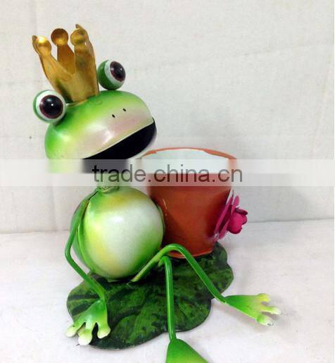 garden decoration sitting frog metal frog garden art metal garden decoration gerden decor stakes metal frog with frlower pot