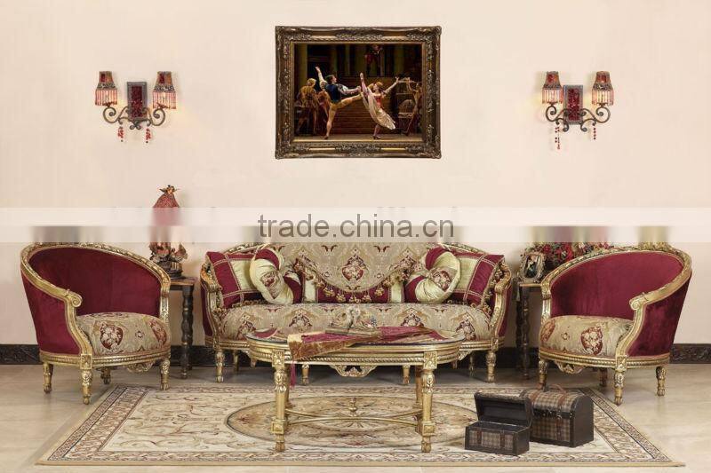 Elegant Arabia Style Living Room Sofa Set,Luxury Hand Carved Golden Furniture