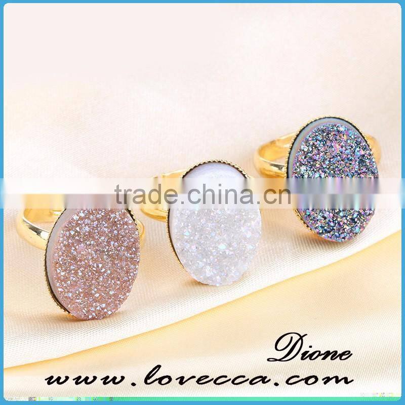 mix style top quality amethyst mixed shape gemstone druzy rings