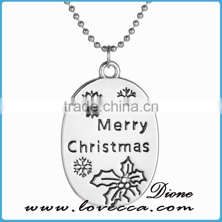 Christmas Snowflakes Deer Engrave Pendant necklace factory direct sale
