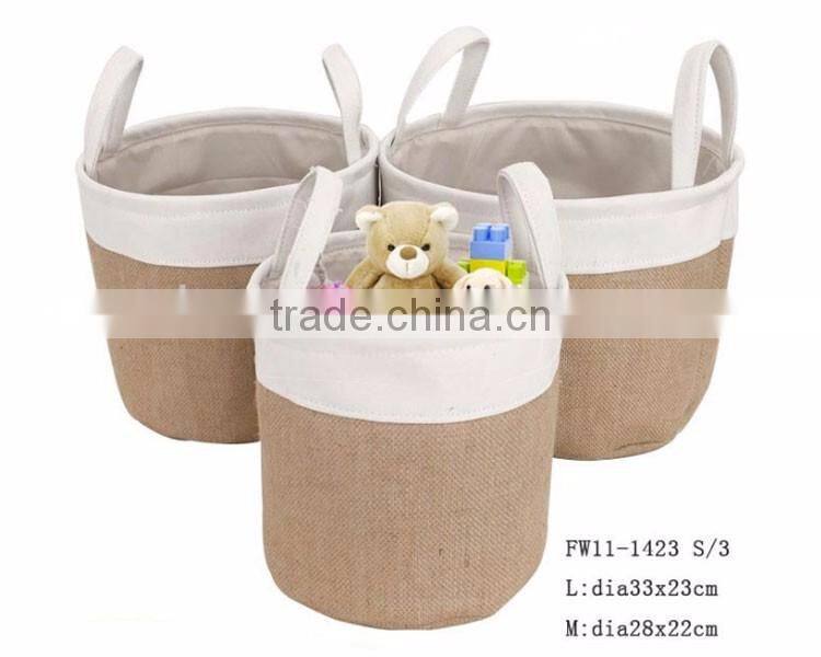 Customized set 3 foldable collapsible laundry or toy fabric storage basket