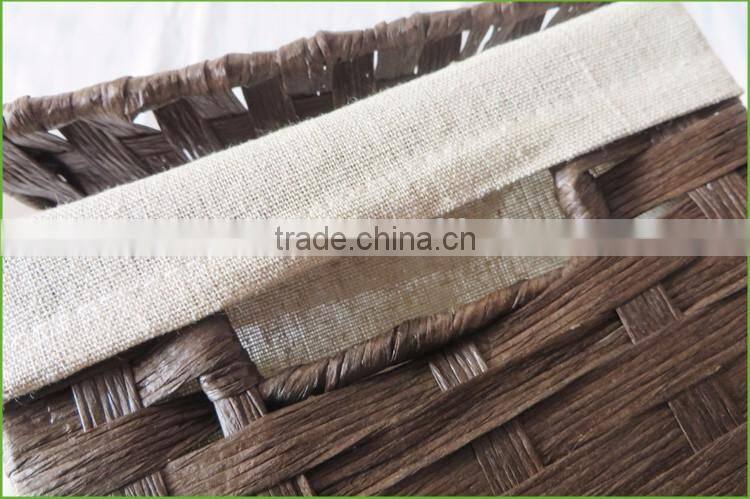 Quality paper rope rectangular storage basket with lid