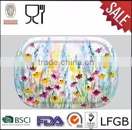Classic yellow color melamine breakfast trays wholesale melamine trays