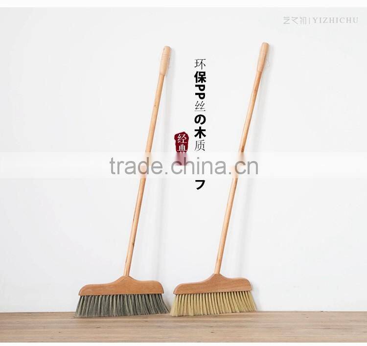 wood handle plastic soft floor broom