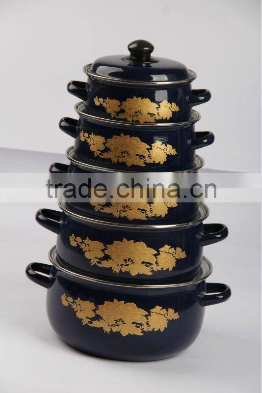 Nice enamel casserole with normal and hollow handle