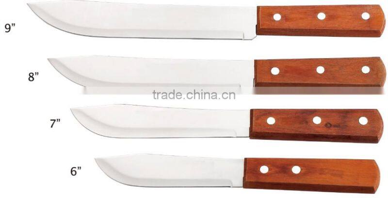 Butcher knife kitchen knife set with wooden handle
