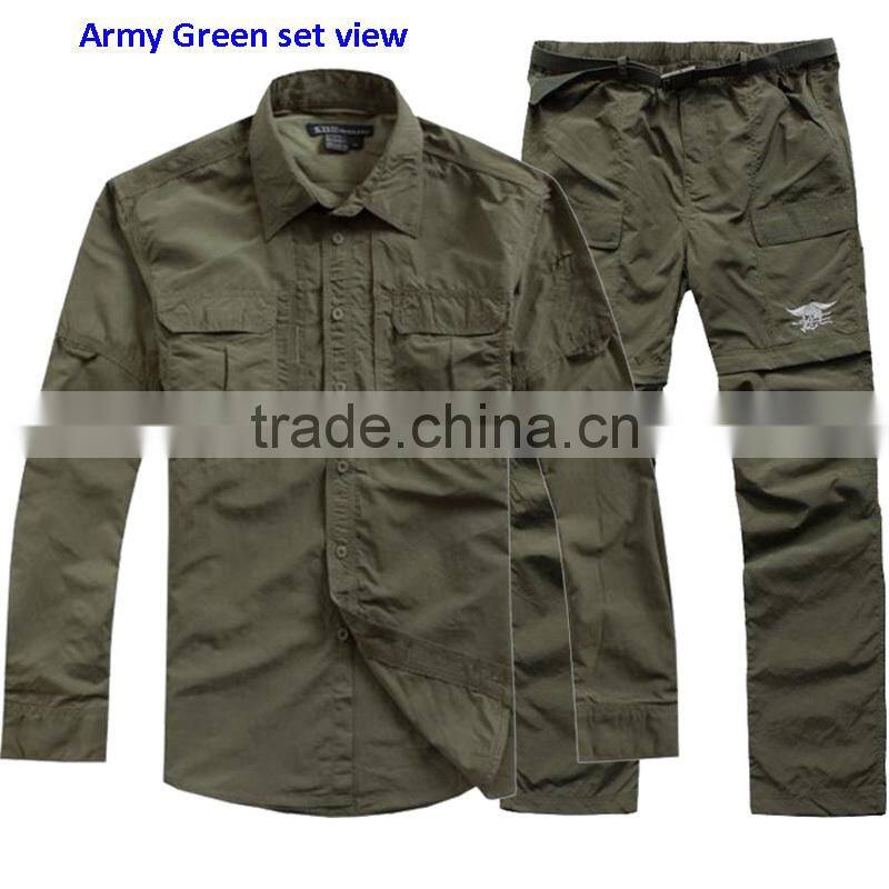 Slim Soft Comfortable Outdoor Quick Dry 100% Nylon Mens Long Sleeves Casual Pants Shirts