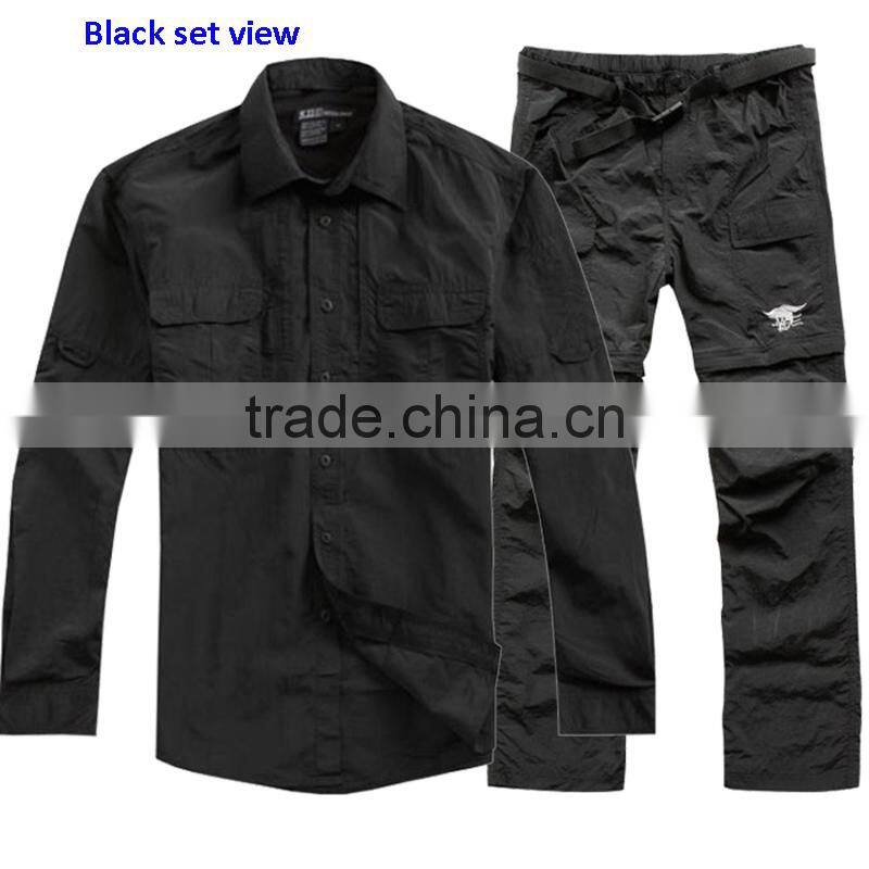 Slim Soft Comfortable Outdoor Quick Dry 100% Nylon Mens Long Sleeves Casual Pants Shirts