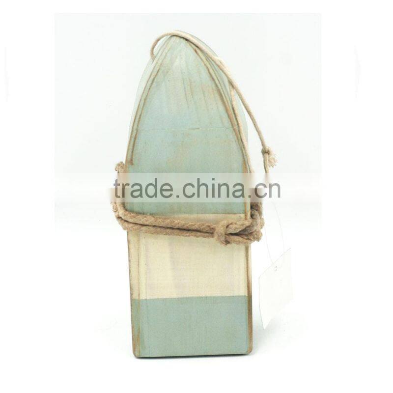 2017 everyday 3-3/8''x3-3/8''x7-7/8'' blue and white wooden hanging plaque buoy decoration