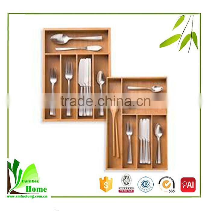 Quality-assured bamboo flatware organizer