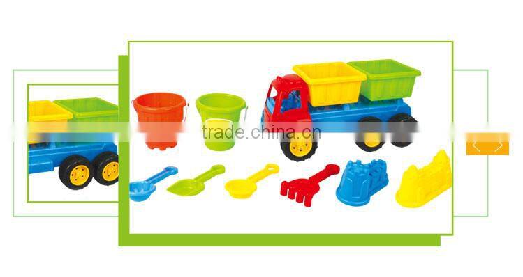 Children summer sand play set plastic wheels for beach cart