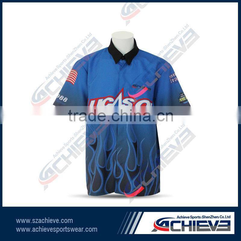 Custom sublimated racing crew shirts with full sublimation printing