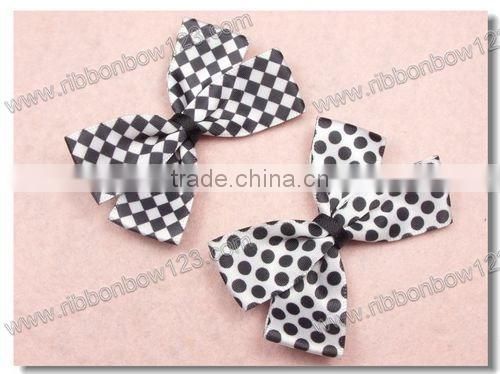 checked satin dog grooming bows