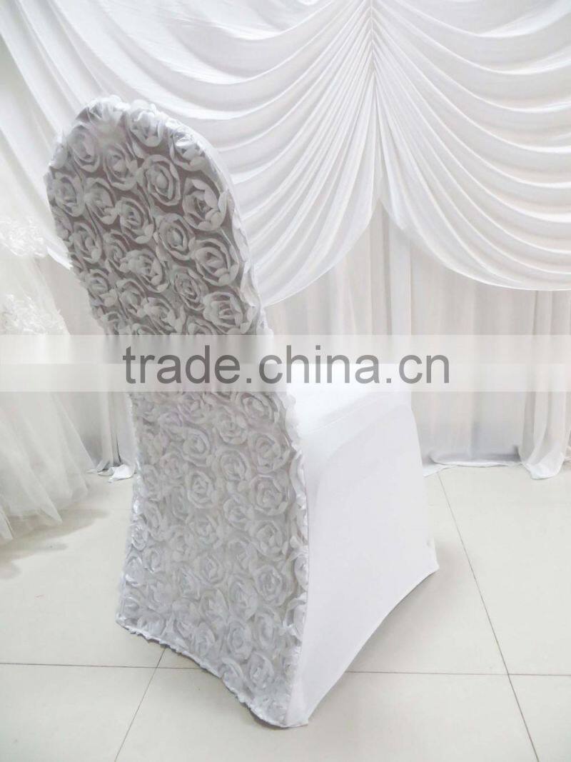 Top Selling--2PCS 13 Colors Elastic Spandex Banquet Chair Cover With Satin Rosette Back For Wedding Party Hotel Decoration