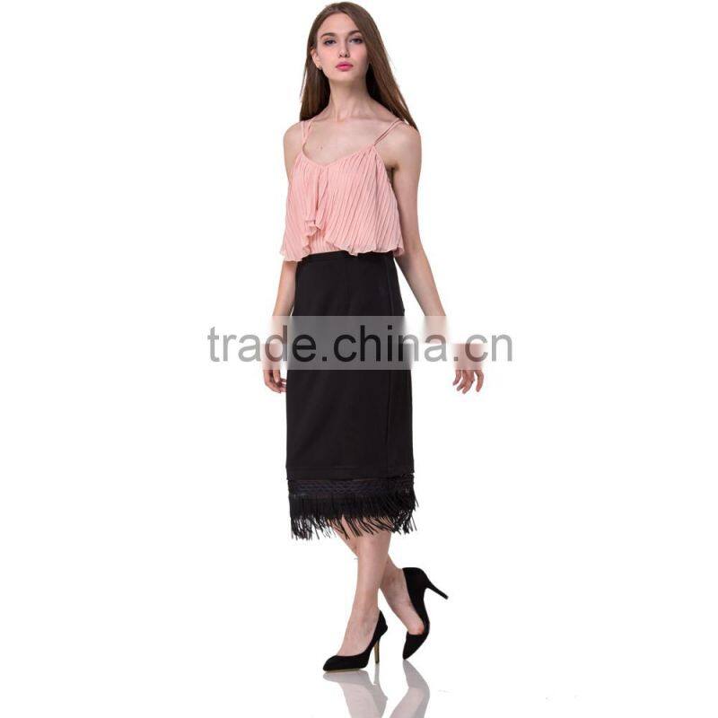 2017Guangzhou Domin factory directly wholesale latest ladies tassels skirt