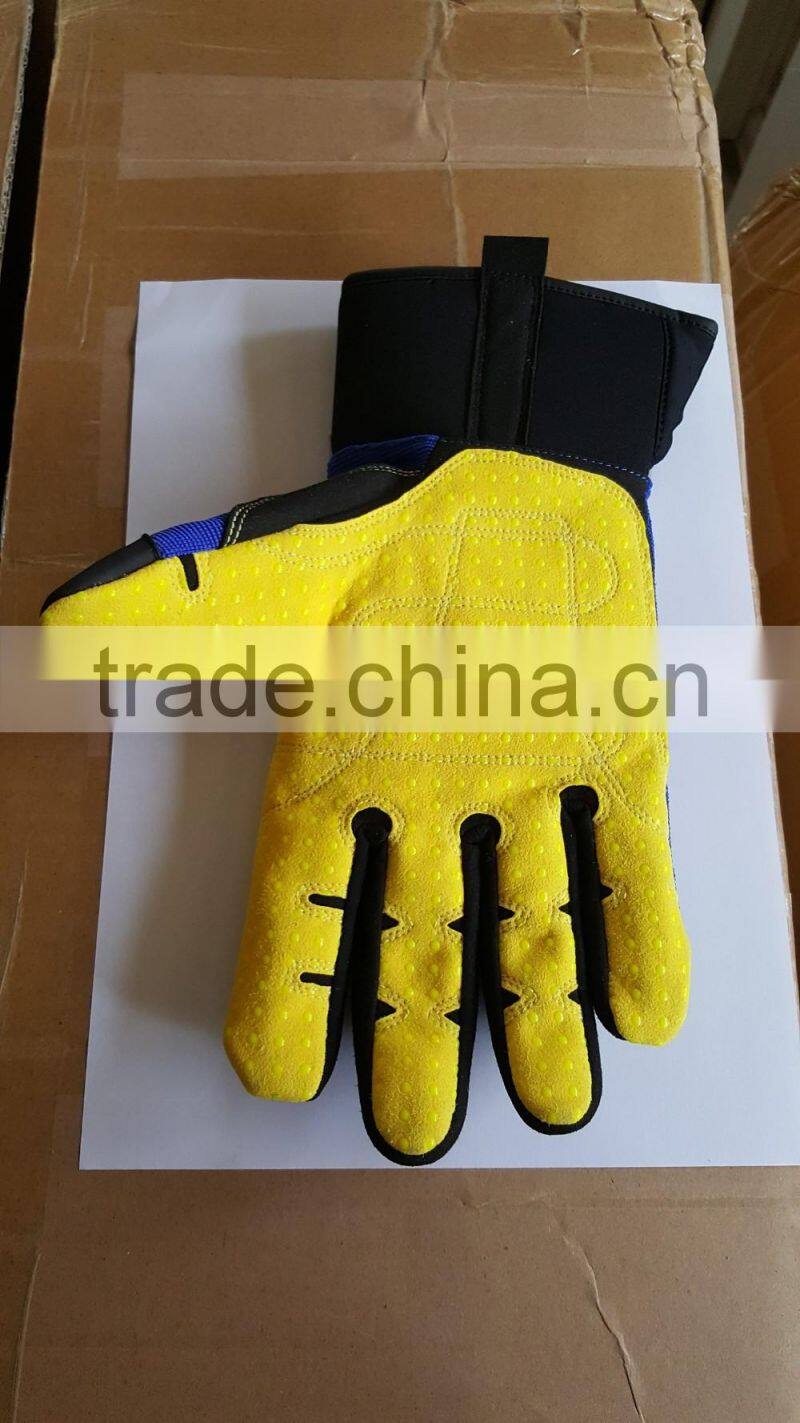 CE EN388 4242 Winter working Waterproof & Oilproof with Extra Cotton PVC dotted Impact Safety Working Gloves