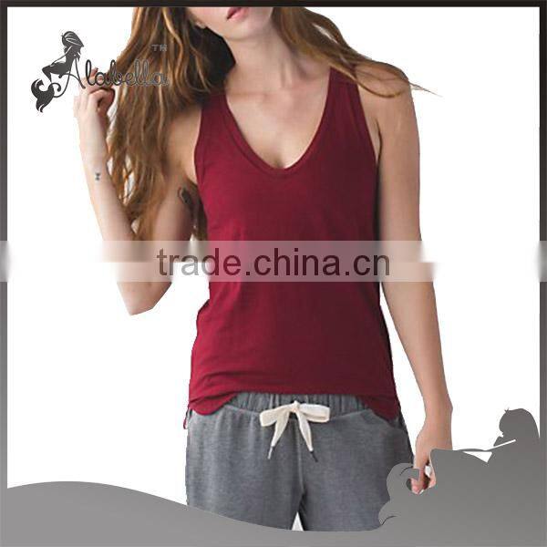 Naturally breathable fabric for V-neck tank without shelf bra