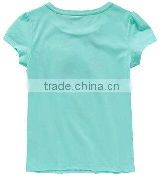 girls newest design short sleeve t shirt with water base printing