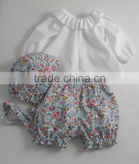 Wholesale Baby Girl Set White top and Printed shorts Import Baby Clothes China