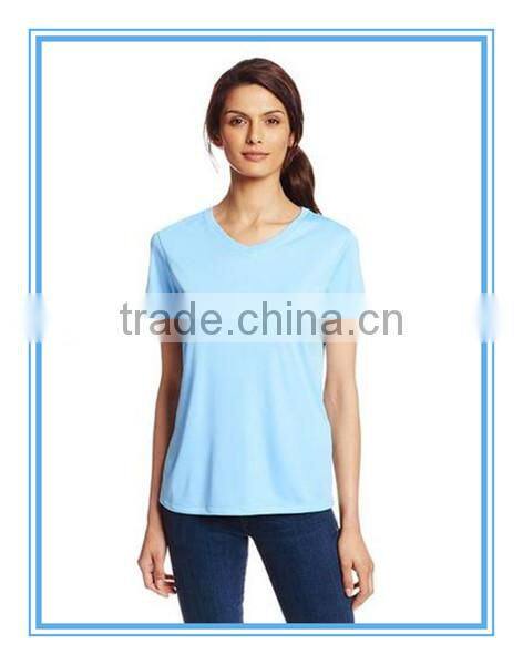 60% cotton 40% polyester womens t-shirts,Custom Dry Fit womens V-Neck Tee