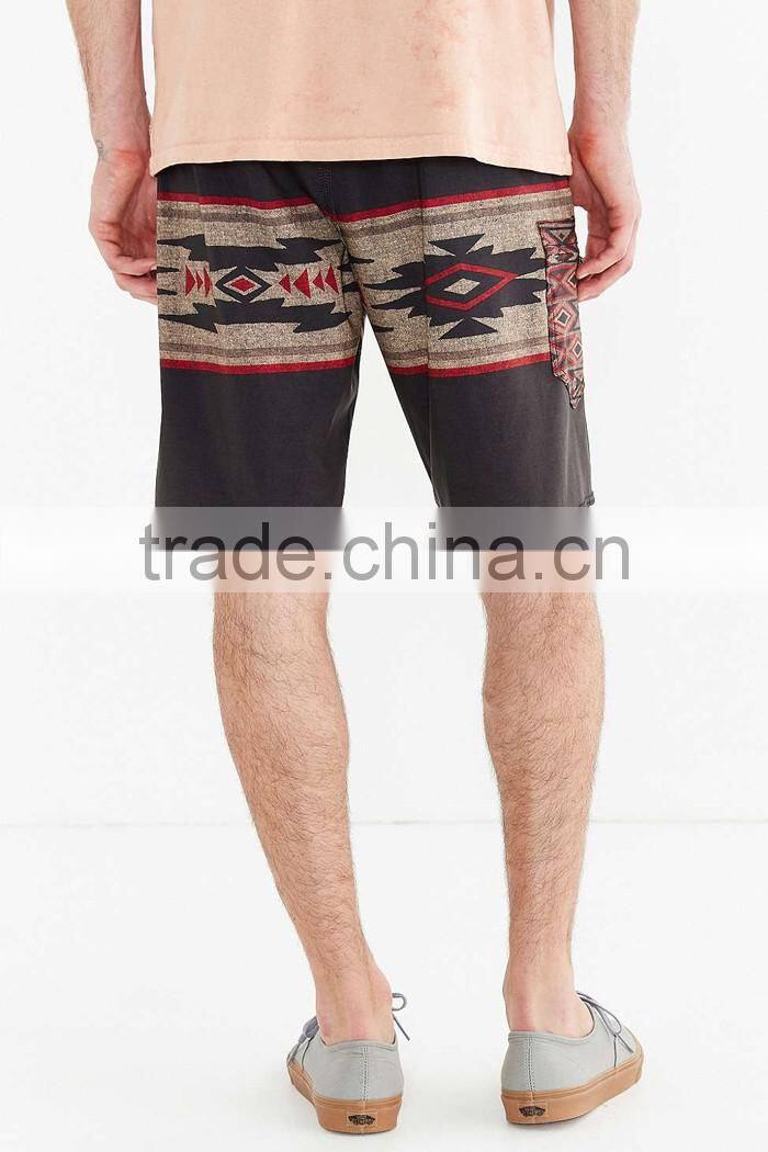 Water-resistant mens custom boardshorts in geometric pattern