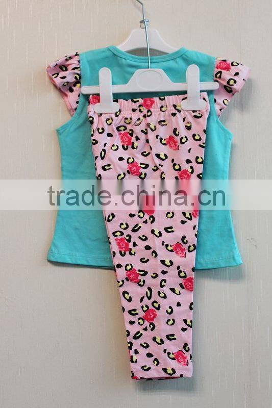 Lovely Style Baby Summer Pajama Short Sleeve Knitted Baby Girls Summer Pajama Set TP-7715
