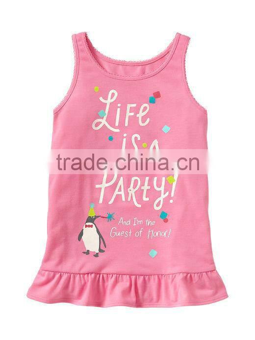 Heat transfer printed girls ruffled top