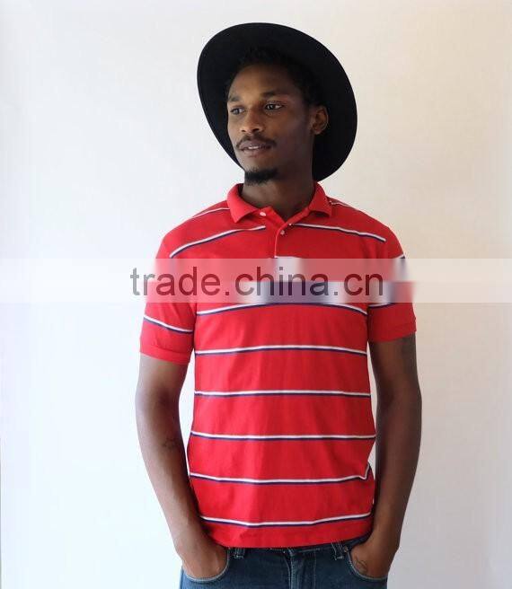 Wholesale Men Clothing In Alibaba Men Red Stripe Knitted Cotton Polo Shirt Men Golf Sport T Shirts