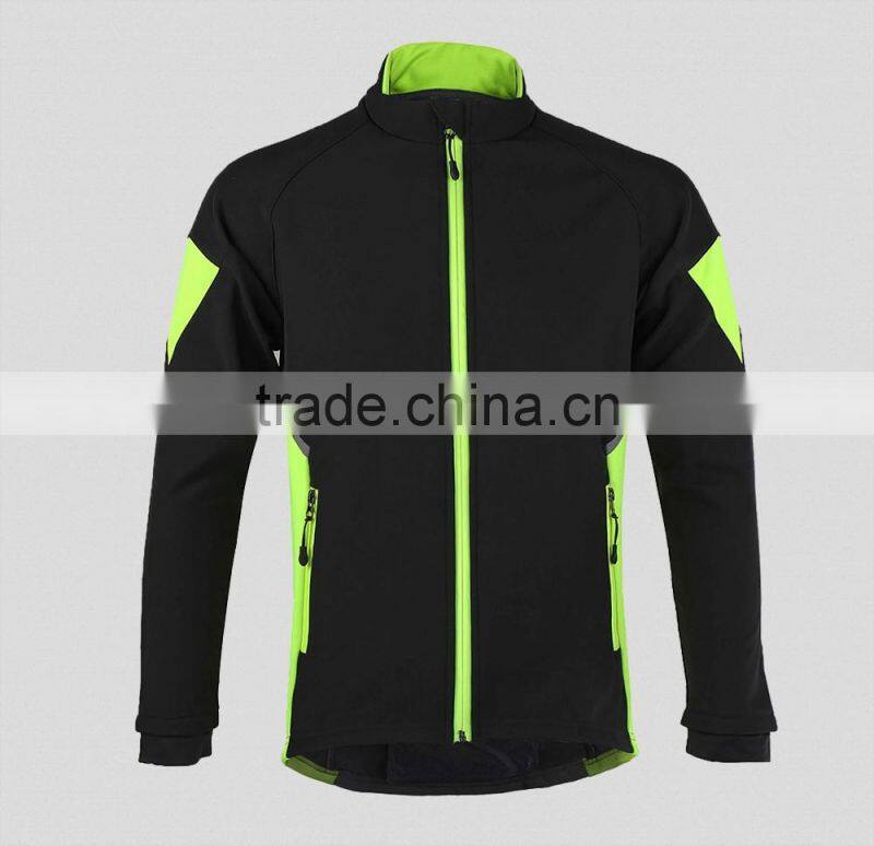 Sports custom cycling hooded black softshell jacket for man and woman