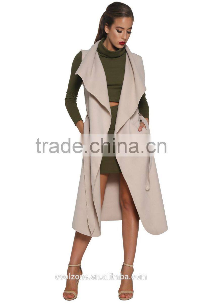 Oversized waterfall collar loose fit coat fashion women trench coat