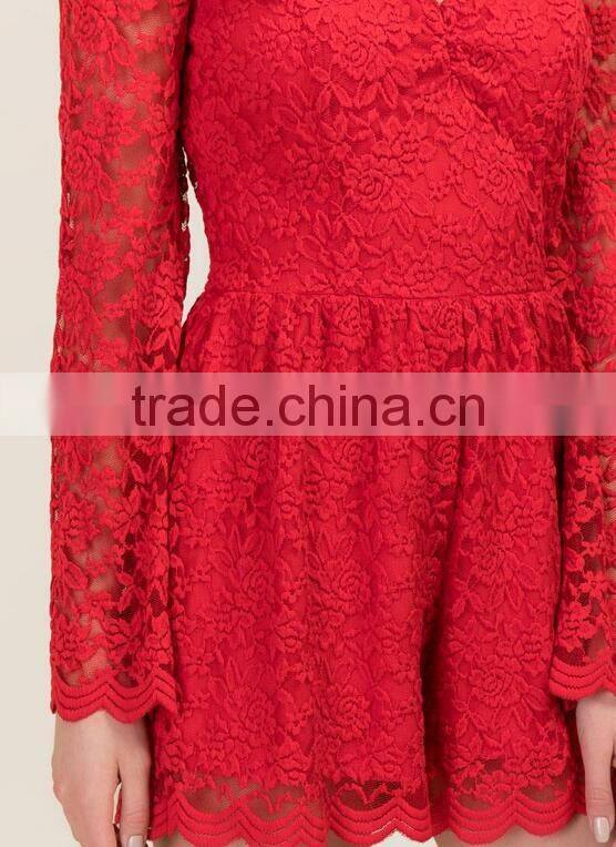 Sexy long sleeve lace club rompers jumpsuits women 2016